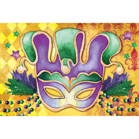 Mardi Gras IV Black Modern Wood Framed Art Print with Double Matting by ND Art