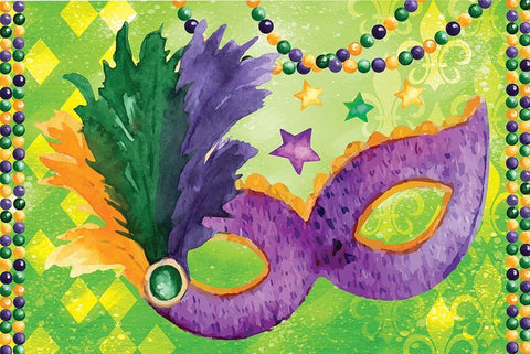 Mardi Gras V White Modern Wood Framed Art Print with Double Matting by ND Art