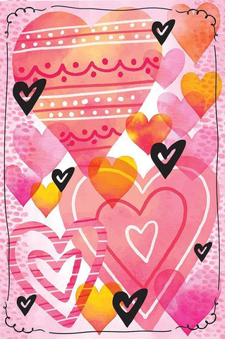 Valentine Hearts White Modern Wood Framed Art Print with Double Matting by ND Art