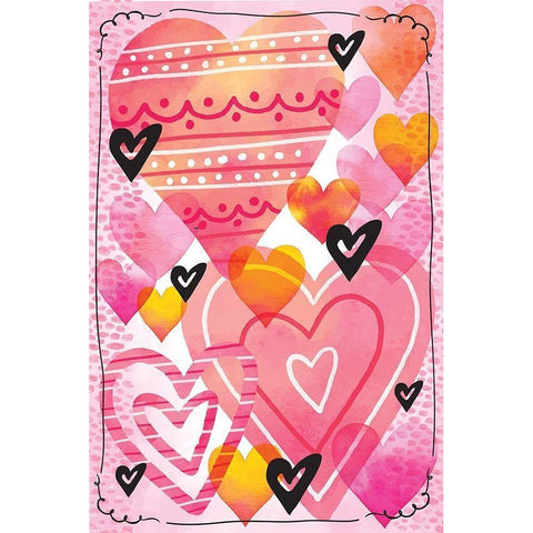 Valentine Hearts Black Modern Wood Framed Art Print by ND Art