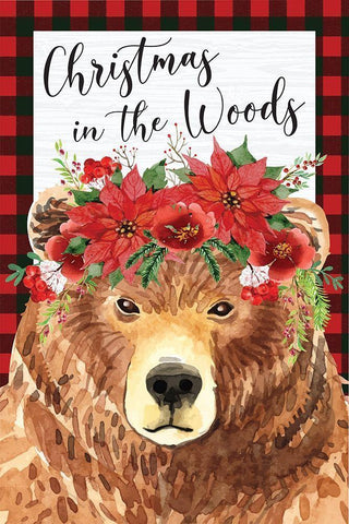 Christmas in the Woods Black Ornate Wood Framed Art Print with Double Matting by ND Art