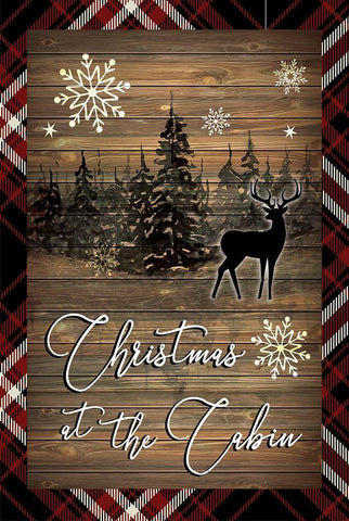 Christmas at the Cabin Black Ornate Wood Framed Art Print with Double Matting by ND Art