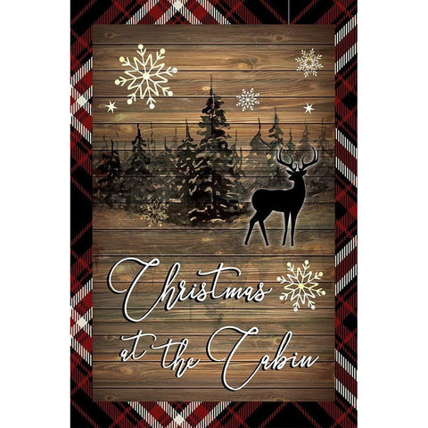 Christmas at the Cabin Black Modern Wood Framed Art Print by ND Art