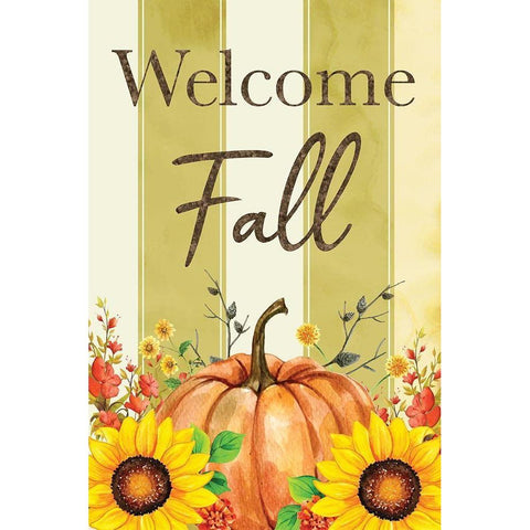 Welcome Fall Gold Ornate Wood Framed Art Print with Double Matting by ND Art