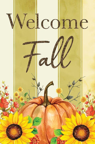 Welcome Fall Black Ornate Wood Framed Art Print with Double Matting by ND Art