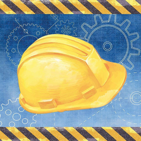 Hard Hat White Modern Wood Framed Art Print with Double Matting by ND Art