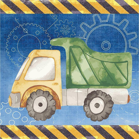 Dump Truck White Modern Wood Framed Art Print by ND Art