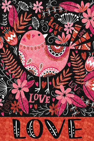 Love Birds White Modern Wood Framed Art Print with Double Matting by ND Art