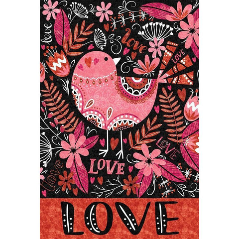 Love Birds Black Modern Wood Framed Art Print by ND Art