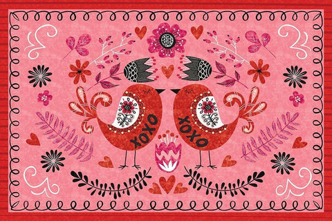 Love Birds II Black Ornate Wood Framed Art Print with Double Matting by ND Art