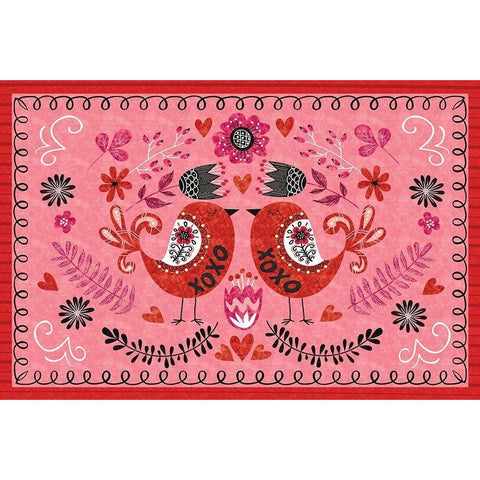 Love Birds II Black Modern Wood Framed Art Print by ND Art