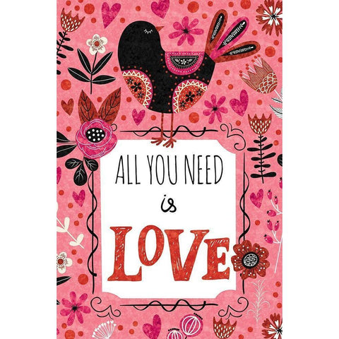 All You Need is Love White Modern Wood Framed Art Print by ND Art