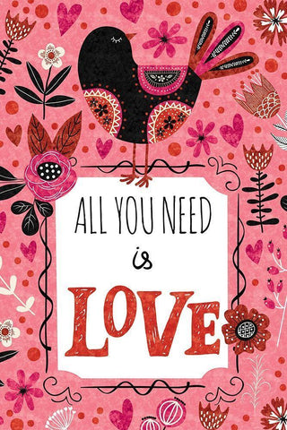 All You Need is Love Black Ornate Wood Framed Art Print with Double Matting by ND Art