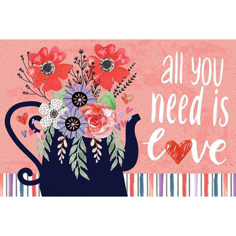 All You Need is Love Black Modern Wood Framed Art Print by ND Art