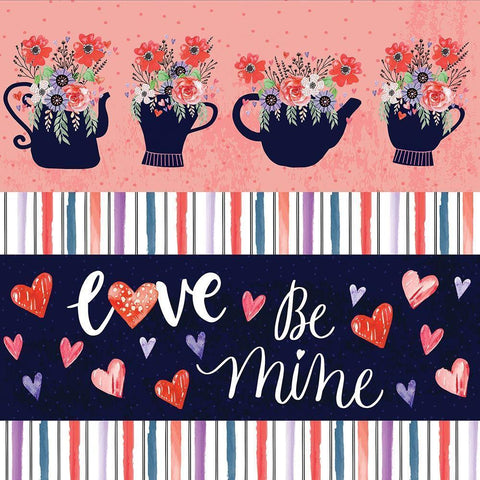 Valentine Pattern Black Ornate Wood Framed Art Print with Double Matting by ND Art