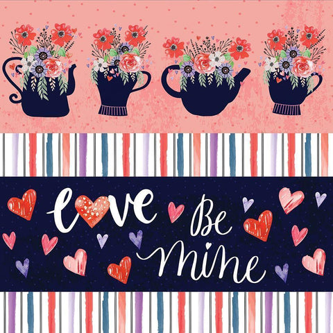 Valentine Pattern Black Modern Wood Framed Art Print with Double Matting by ND Art