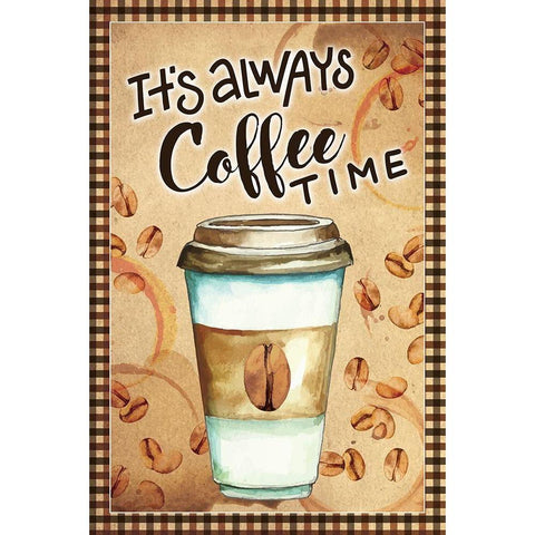 Coffee Time Black Modern Wood Framed Art Print by ND Art
