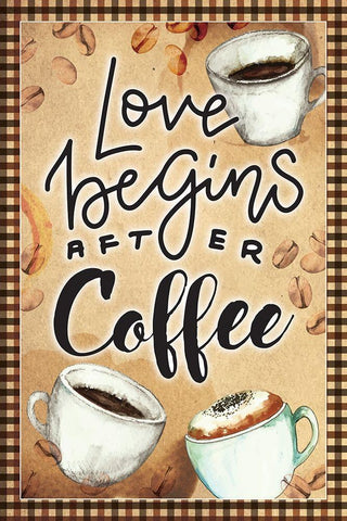 Love Begins White Modern Wood Framed Art Print with Double Matting by ND Art