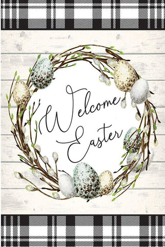 Welcome Easter Black Ornate Wood Framed Art Print with Double Matting by ND Art