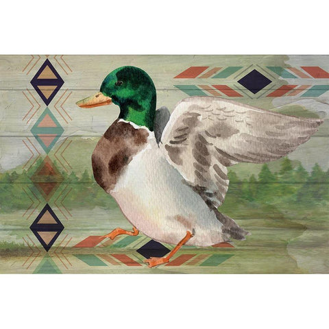 Duck Gold Ornate Wood Framed Art Print with Double Matting by ND Art