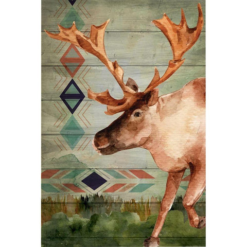 Moose White Modern Wood Framed Art Print by ND Art