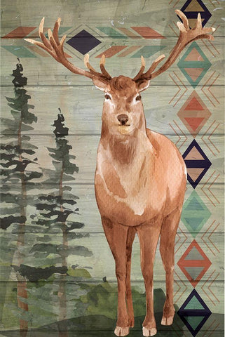 Elk White Modern Wood Framed Art Print with Double Matting by ND Art