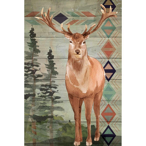 Elk Gold Ornate Wood Framed Art Print with Double Matting by ND Art