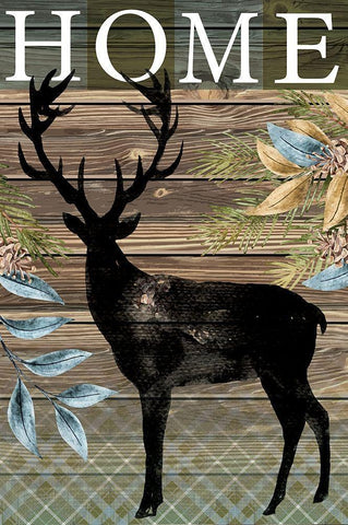 Home Elk Black Ornate Wood Framed Art Print with Double Matting by ND Art