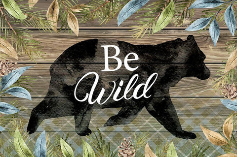Wild Bear White Modern Wood Framed Art Print with Double Matting by ND Art