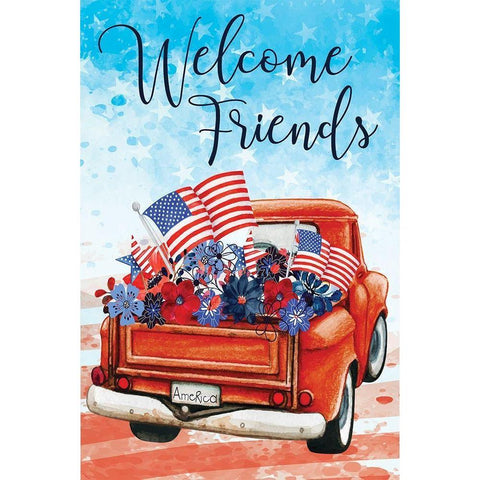 Welcome Friends White Modern Wood Framed Art Print by ND Art