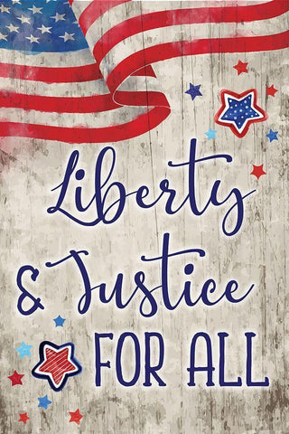 Liberty and Justice White Modern Wood Framed Art Print with Double Matting by ND Art