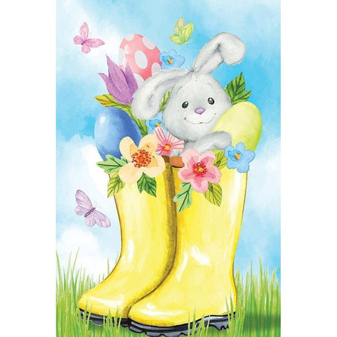 Bunny Boots Gold Ornate Wood Framed Art Print with Double Matting by ND Art