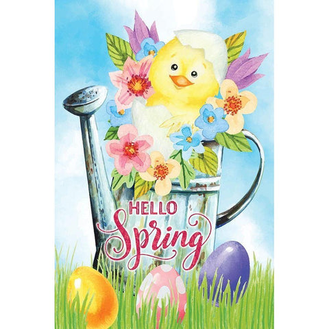 Hello Spring Black Modern Wood Framed Art Print by ND Art