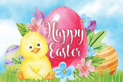 Happy Easter Black Ornate Wood Framed Art Print with Double Matting by ND Art