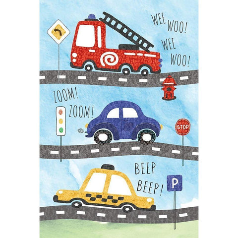 Zoom Zoom-Beep Beep Black Modern Wood Framed Art Print by ND Art