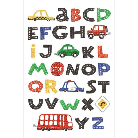Car ABCs Black Modern Wood Framed Art Print by ND Art