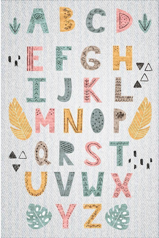 Alphabet Safari White Modern Wood Framed Art Print with Double Matting by ND Art