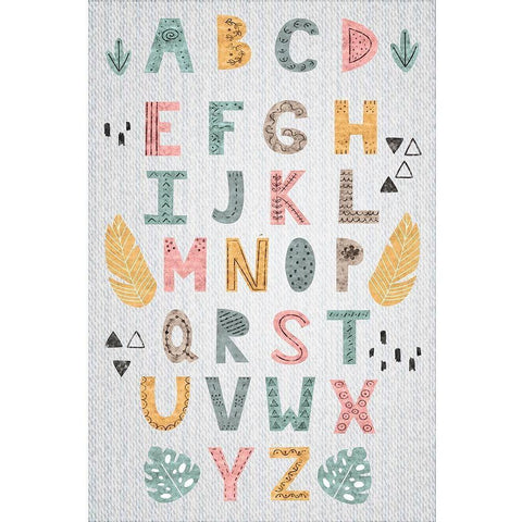 Alphabet Safari White Modern Wood Framed Art Print by ND Art