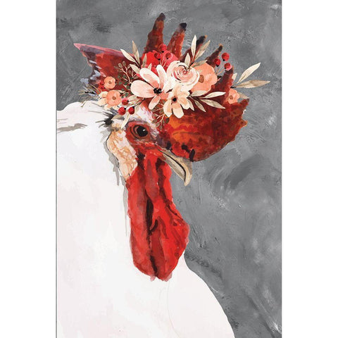 Rooster Black Modern Wood Framed Art Print by ND Art