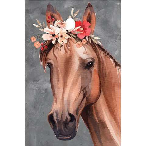 Horse Black Modern Wood Framed Art Print with Double Matting by ND Art