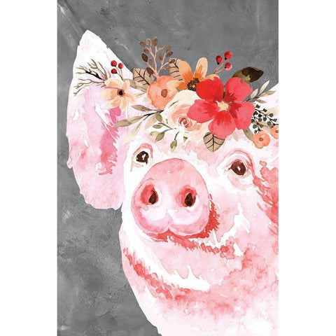Pig Black Modern Wood Framed Art Print with Double Matting by ND Art