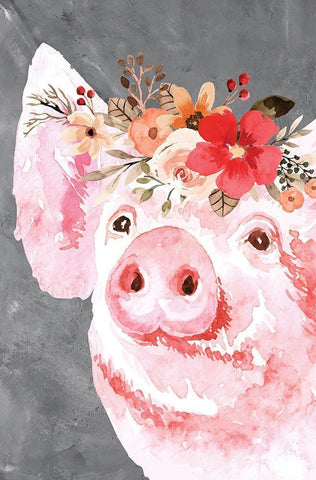 Pig White Modern Wood Framed Art Print with Double Matting by ND Art