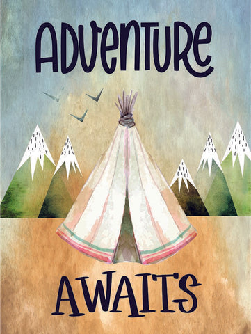 Adventure Awaits White Modern Wood Framed Art Print with Double Matting by ND Art