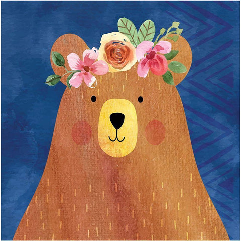 Brave Bear I White Modern Wood Framed Art Print by ND Art