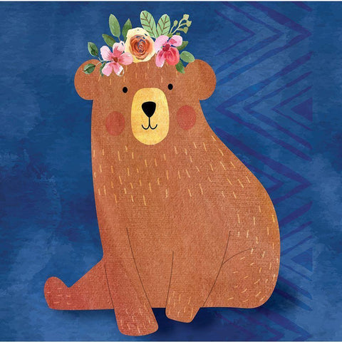 Brave Bear II White Modern Wood Framed Art Print by ND Art