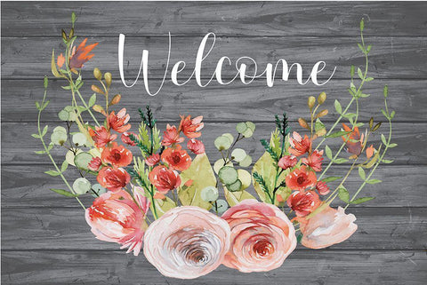 Welcome White Modern Wood Framed Art Print with Double Matting by ND Art