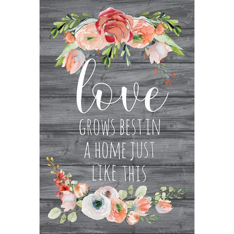 Love Grows Black Modern Wood Framed Art Print by ND Art