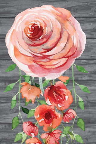 Flower   White Modern Wood Framed Art Print with Double Matting by ND Art