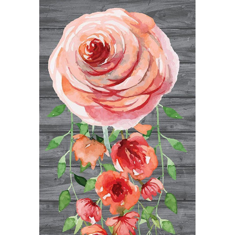 Flower   Black Modern Wood Framed Art Print with Double Matting by ND Art