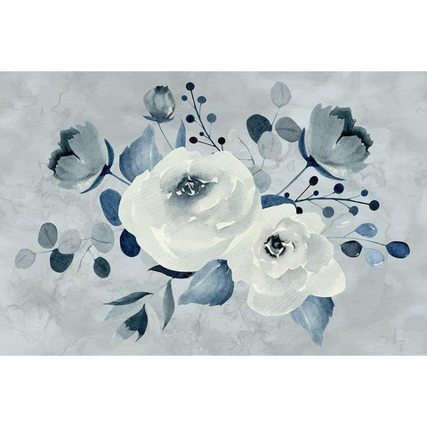Gray Floral II Gold Ornate Wood Framed Art Print with Double Matting by ND Art
